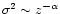 $\sigma^2 \sim z^{-\alpha}$